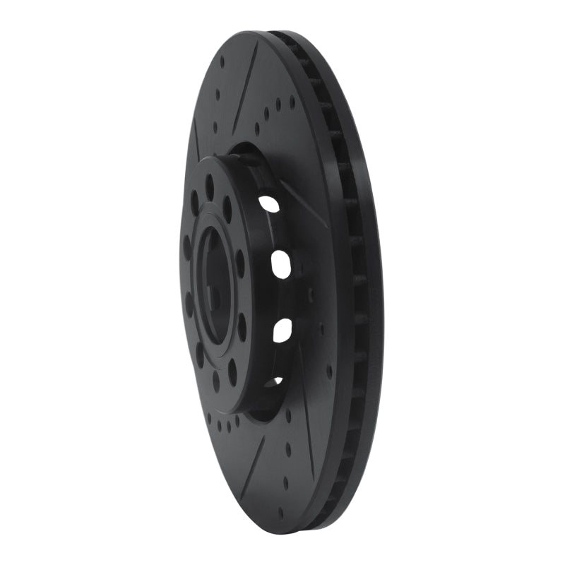 R1 Concepts R1 92-08 Audi A4 (Mexico) Front Left Drilled & Slotted Black Brake Rotor