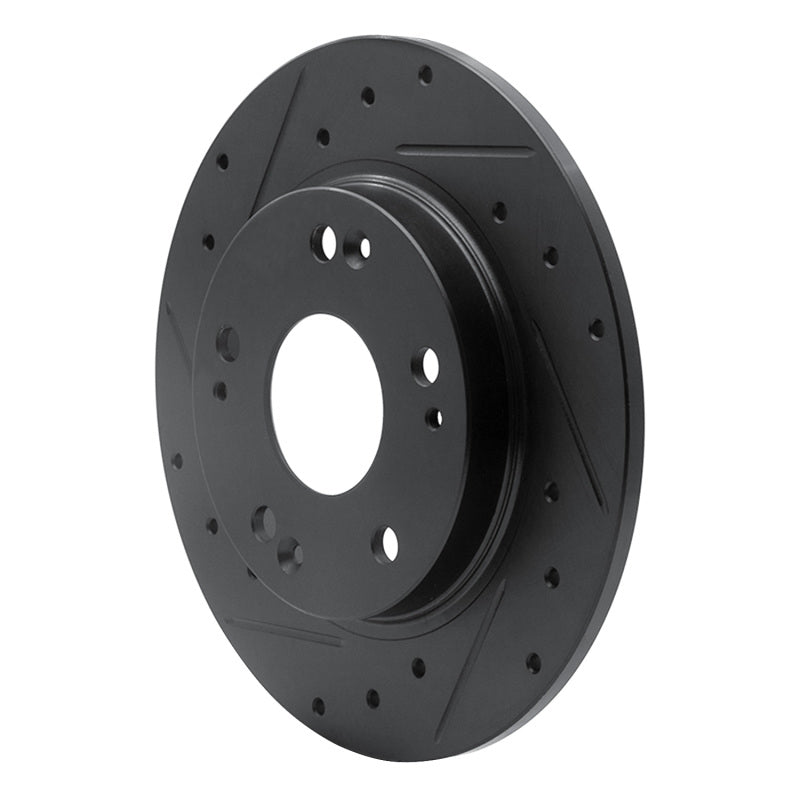 R1 Concepts R1 11-15 Honda CR-Z Rear Left Drilled & Slotted Black Brake Rotor