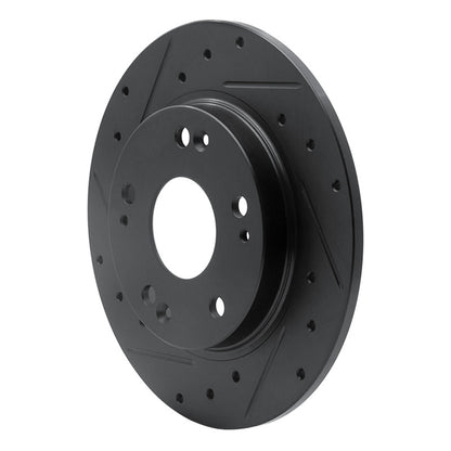 R1 Concepts R1 11-15 Honda CR-Z Rear Left Drilled & Slotted Black Brake Rotor