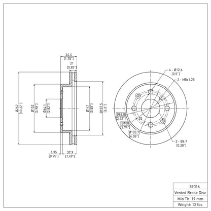 DFC 90-01 Acura Integra Front Brake Rotor