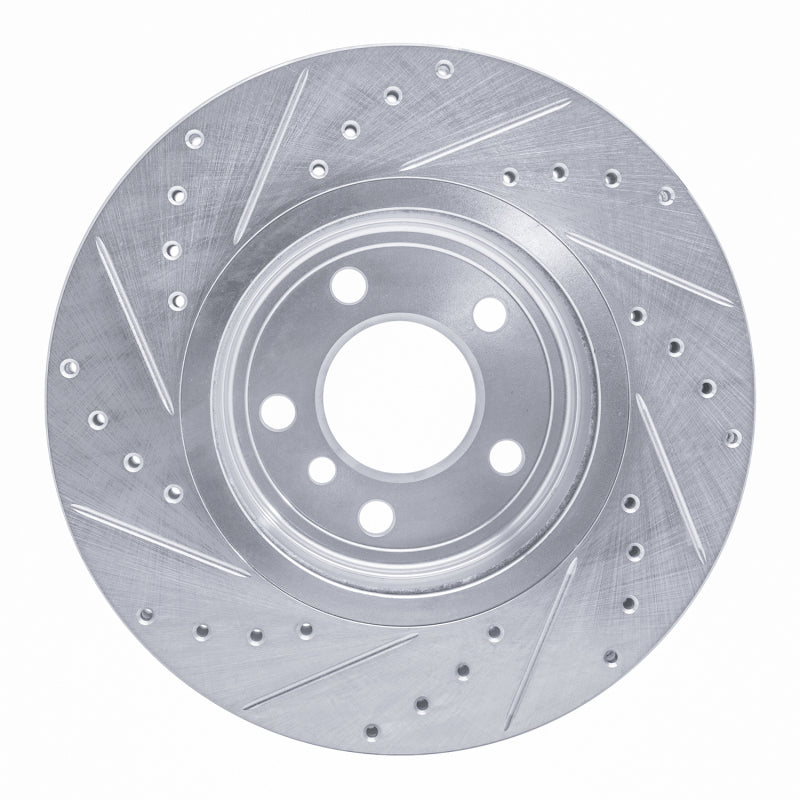 R1 Concepts R1 04-10 BMW X3 Front Right Drilled & Slotted Silver Brake Rotor