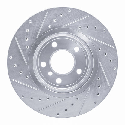 R1 Concepts R1 04-10 BMW X3 Front Right Drilled & Slotted Silver Brake Rotor