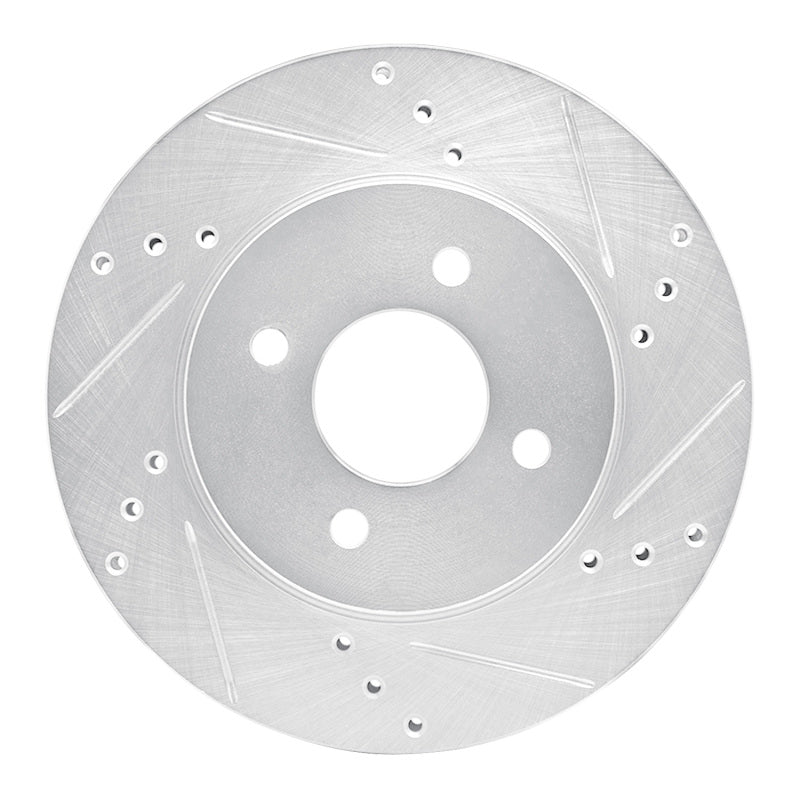 R1 Concepts R1 11-25 Nissan March (Mexico) Front Right Drilled & Slotted Silver Brake Rotor