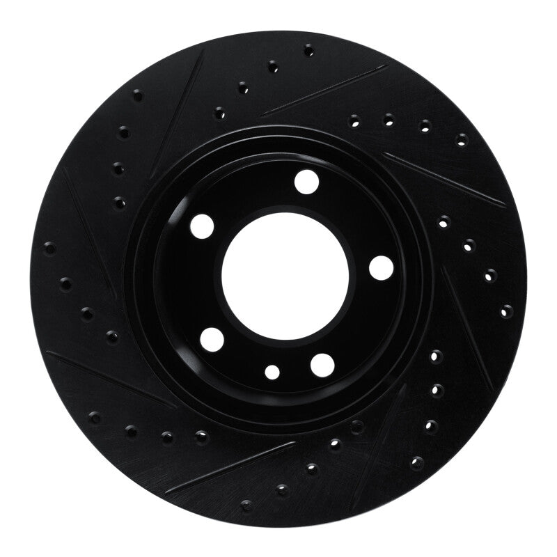 R1 Concepts R1 82-89 BMW 635CSI Front Right Drilled & Slotted Black Brake Rotor