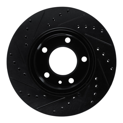R1 Concepts R1 82-89 BMW 635CSI Front Right Drilled & Slotted Black Brake Rotor