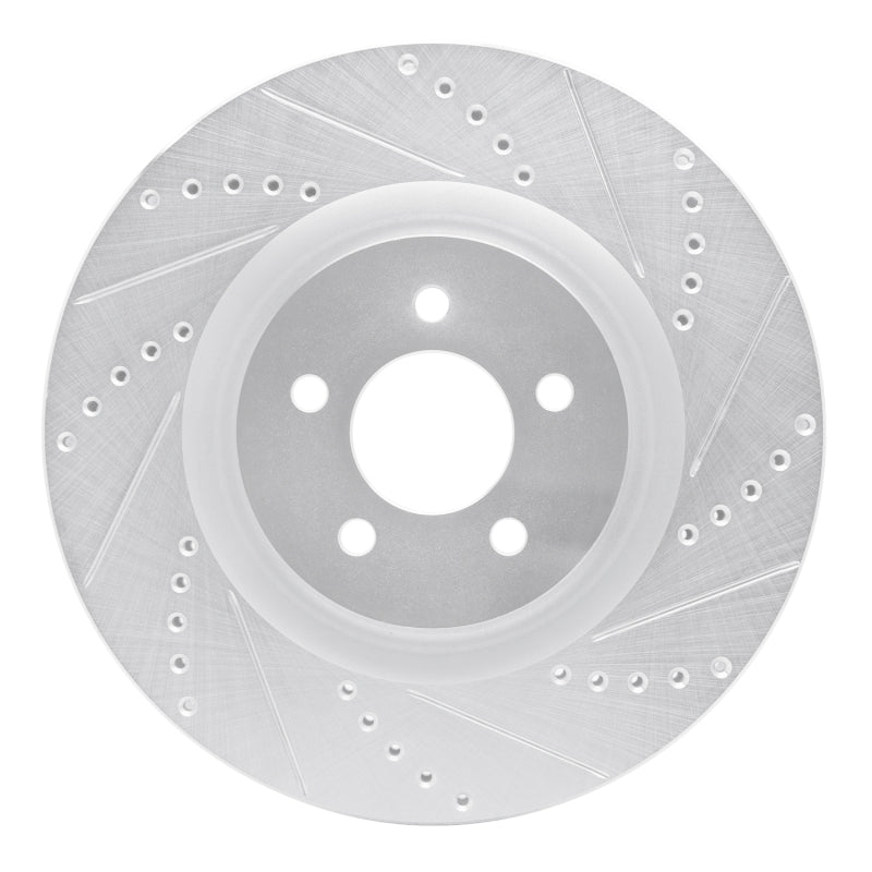 R1 Concepts R1 07-14 Ford Mustang Front Right Drilled & Slotted Silver Brake Rotor
