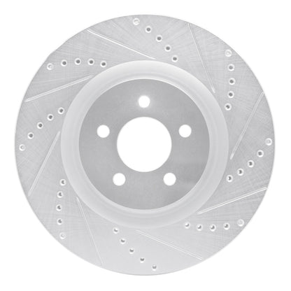 R1 Concepts R1 07-14 Ford Mustang Front Right Drilled & Slotted Silver Brake Rotor