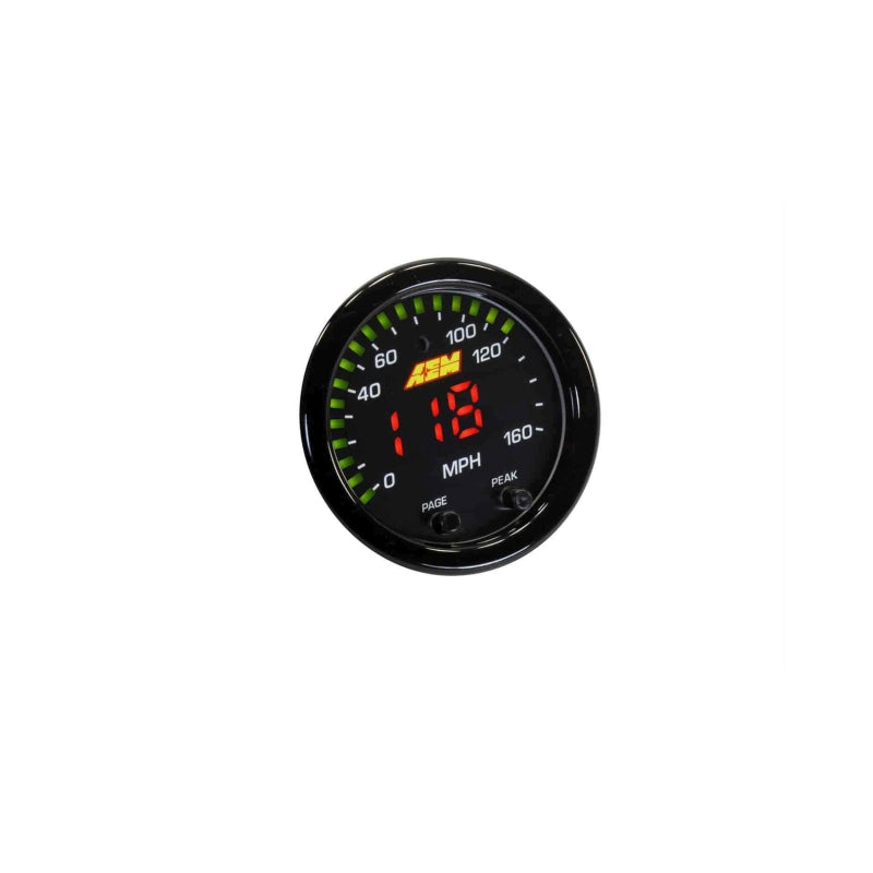 AEM X-Series 0-160 MPH Black Bezel w/ Black Face GPS Speedometer Gauge