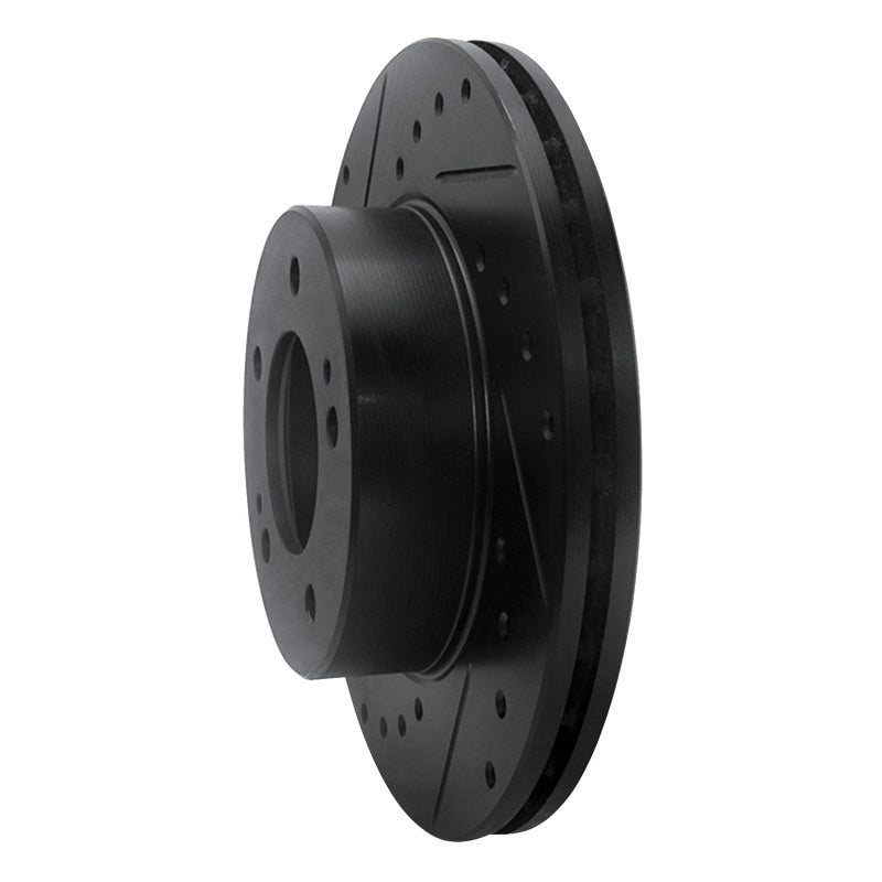 R1 Concepts R1 83-89 Chrysler Conquest Front Left Drilled & Slotted Black Brake Rotor