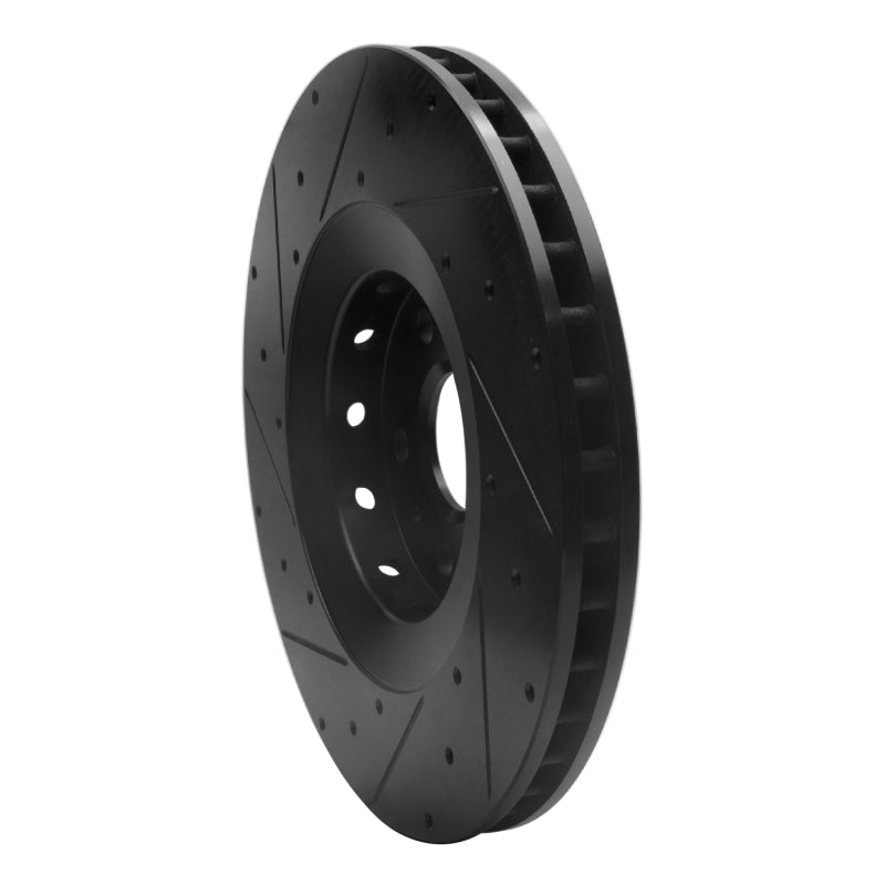 R1 Concepts R1 2009-2015 Cadillac CTS Front Right Drilled & Slotted Black Brake Rotor