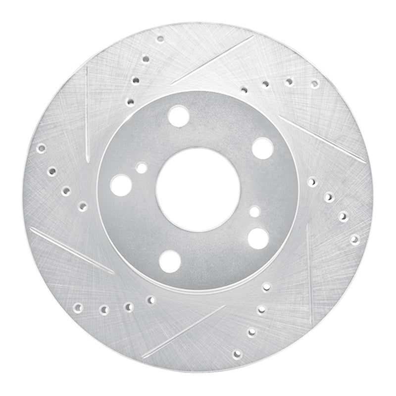 R1 Concepts R1 05-15 Toyota Tacoma Front Left Drilled & Slotted Silver Brake Rotor