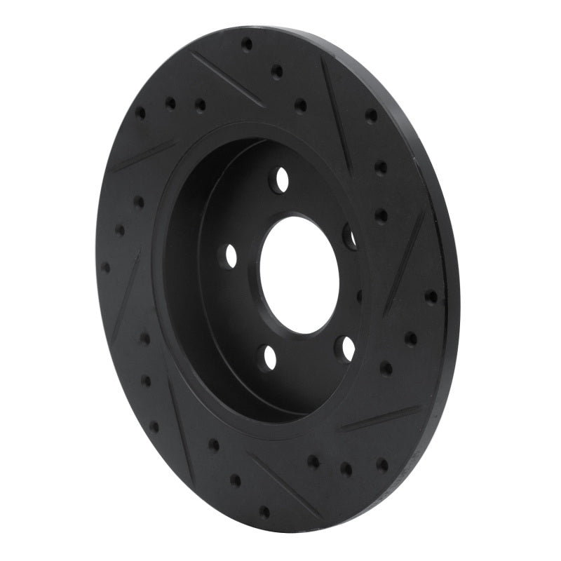 R1 Concepts R1 00-09 Audi A4 Quattro Rear Left Drilled & Slotted Black Brake Rotor
