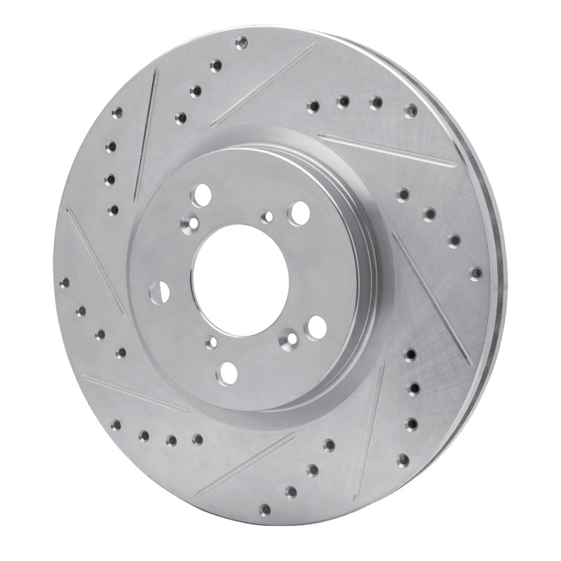 R1 Concepts R1 06-14 Honda Ridgeline Front Left Drilled & Slotted Silver Brake Rotor