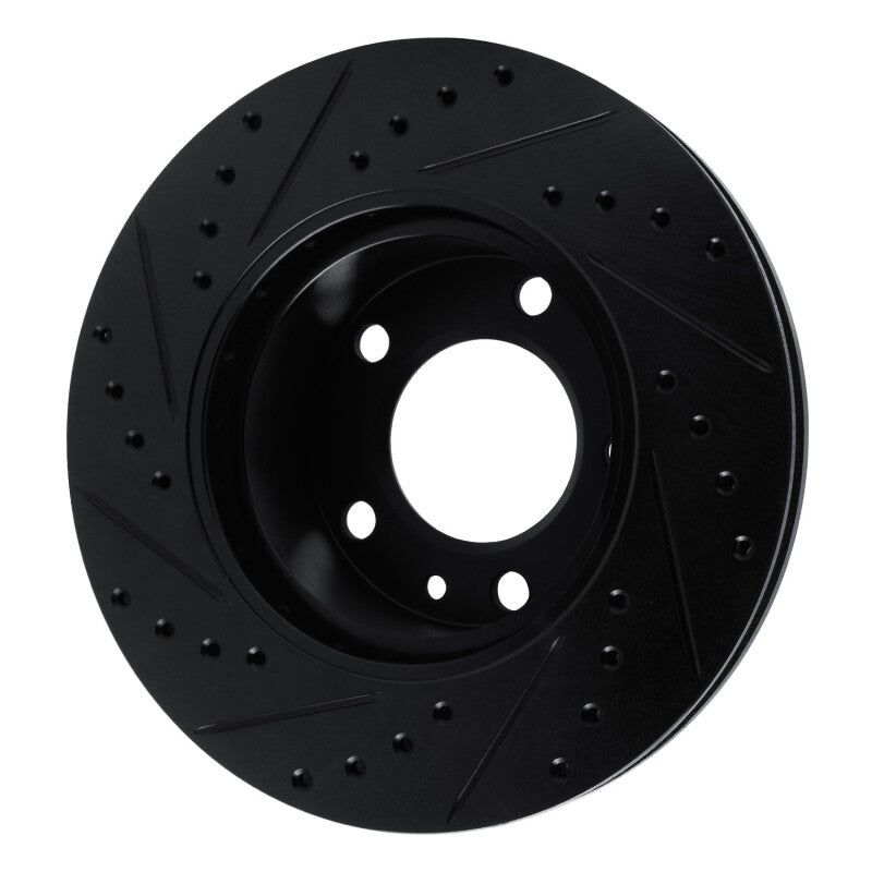 R1 Concepts R1 82-89 BMW 635CSI Front Right Drilled & Slotted Black Brake Rotor