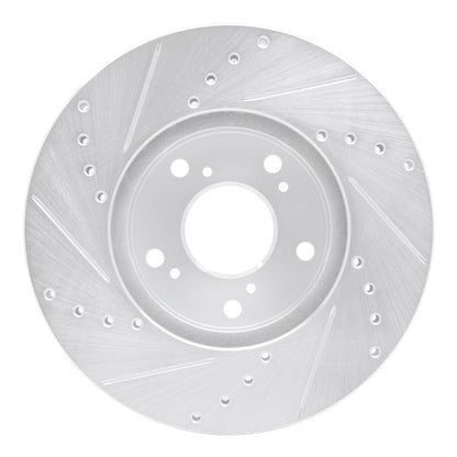 R1 Concepts R1 98-22 Acura CSX Front Right Drilled & Slotted Silver Brake Rotor
