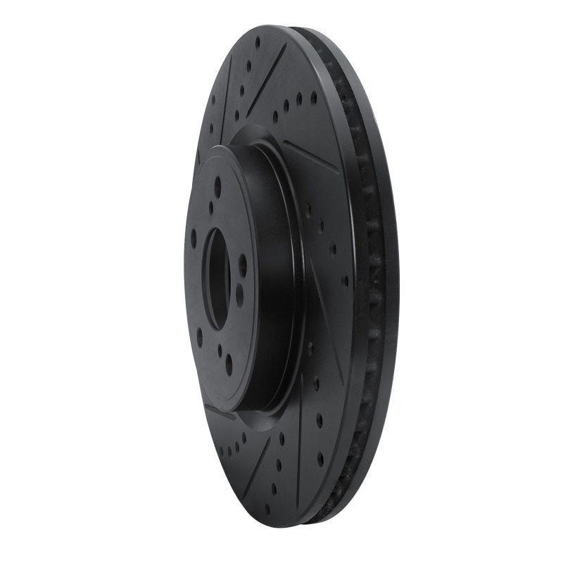 R1 Concepts R1 2013-2025 Acura Integra Front Left Drilled & Slotted Black Brake Rotor