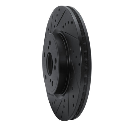 R1 Concepts R1 2013-2025 Acura Integra Front Left Drilled & Slotted Black Brake Rotor