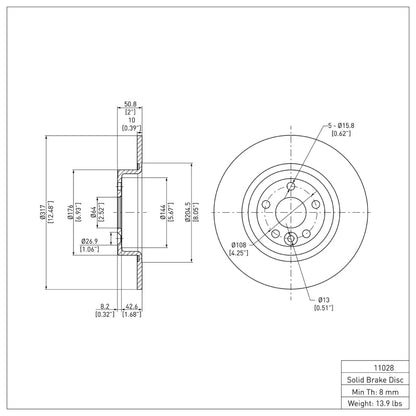 DFC 16-19 Land Rover Range Rover Evoque Rear Brake Rotor
