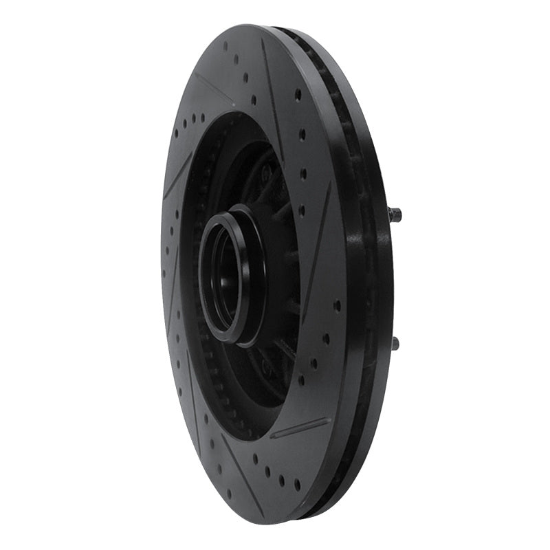 R1 Concepts R1 97-99 Ford F-150 RWD Front Left Drilled & Slotted Black Brake Rotor