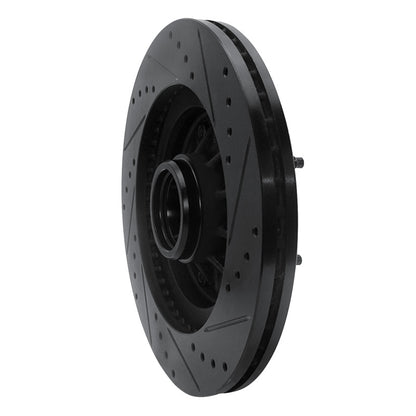 R1 Concepts R1 97-99 Ford F-150 RWD Front Left Drilled & Slotted Black Brake Rotor
