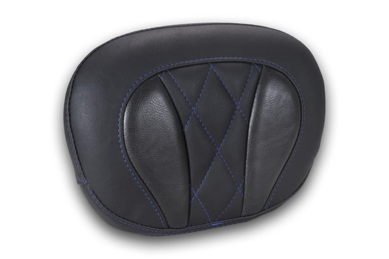 Mustang Motorcycle Mustang Deluxe Diamond Touring Sissy Bar Pad Black w/Sky Blue Thread