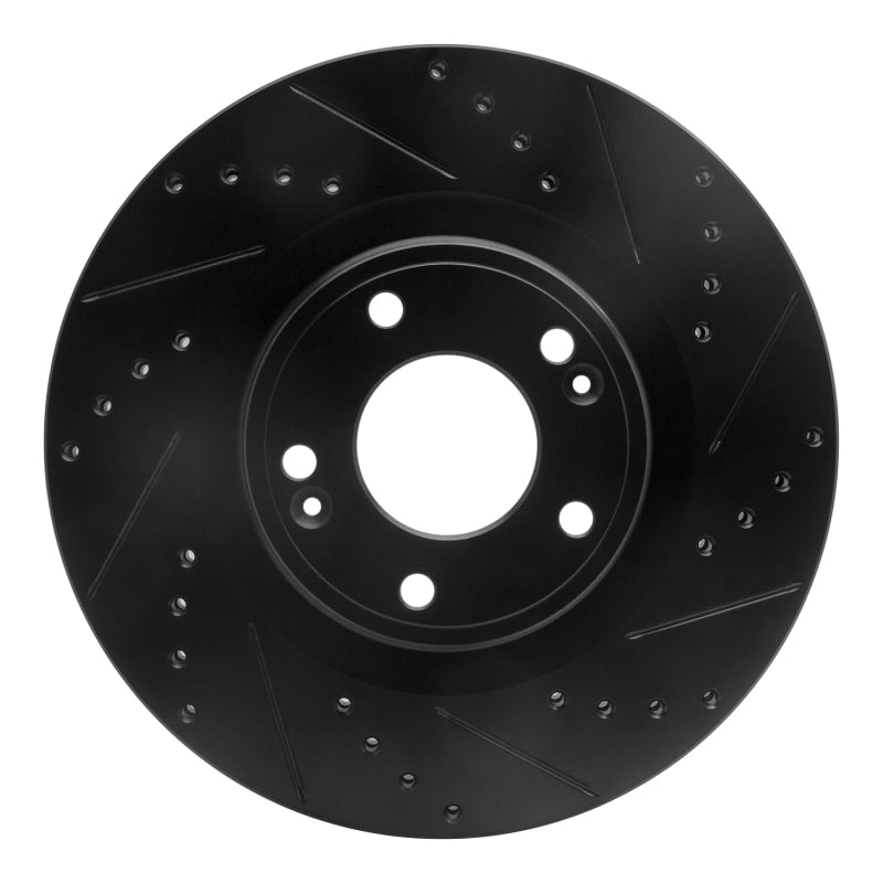 R1 Concepts R1 10-16 Hyundai Genesis Coupe Front Right Drilled & Slotted Black Brake Rotor