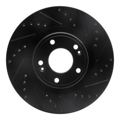 R1 Concepts R1 10-16 Hyundai Genesis Coupe Front Right Drilled & Slotted Black Brake Rotor