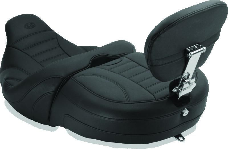 Mustang Motorcycle Mustang 15-21 Harley Freewheeler Std Touring Deluxe 1PC Seat w/Driver and Passenger Backrest - Black
