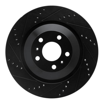 R1 Concepts R1 04-18 Audi S8 Rear Left Drilled & Slotted Black Brake Rotor
