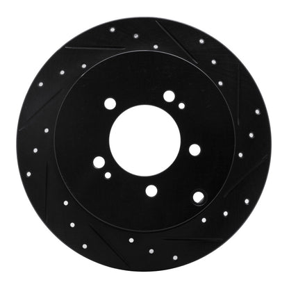 R1 Concepts R1 07-15 Mitsubishi Lancer Rear Right Drilled & Slotted Black Brake Rotor