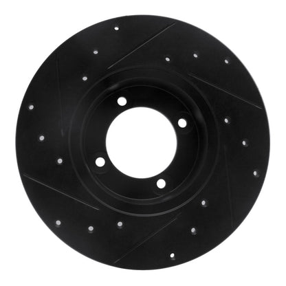 R1 Concepts R1 70-73 Nissan 240Z Front Right Drilled & Slotted Black Brake Rotor