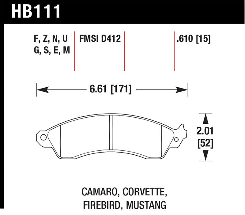 Hawk Performance Hawk 94-04 Mustang Cobra / 88-95 Corvette 5.7L / 88-92 Camaro w/ Hvy Duty Brakes DTC-60 Race Brake P