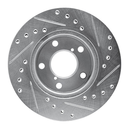 R1 Concepts R1 93-96 Subaru Impreza Front Left Drilled & Slotted Silver Brake Rotor
