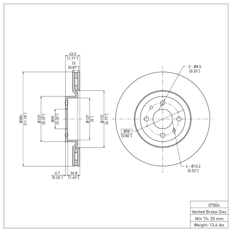 DFC 12-19 Fiat 500E Front GeoSPEC Coated Rotor