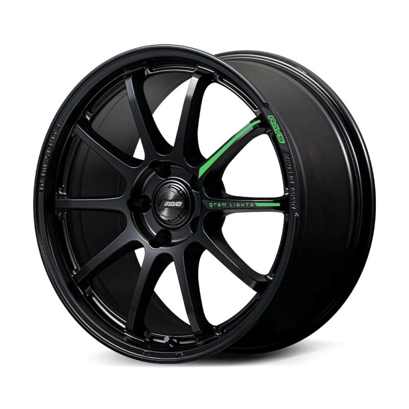 Gram Lights 57NR LIMITED II 18x8.5 +45 5-120 Semigloss Black Wheel w/ Black Cap/Stickers/Air Valve