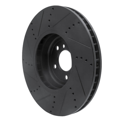 R1 Concepts R1 09-17 BMW 550I GT Right Front Drilled & Slotted Black Brake Rotor