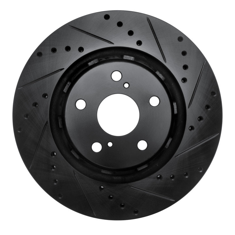 R1 Concepts R1 09-15 Toyota Venza Front Right Drilled & Slotted Black Brake Rotor