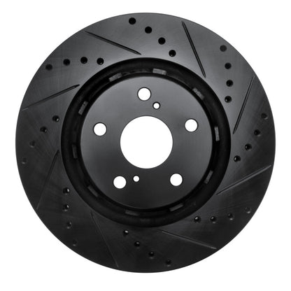 R1 Concepts R1 09-15 Toyota Venza Front Right Drilled & Slotted Black Brake Rotor