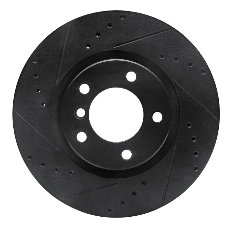 R1 Concepts R1 95-02 BMW M3 Right Front Drilled & Slotted Black Brake Rotor