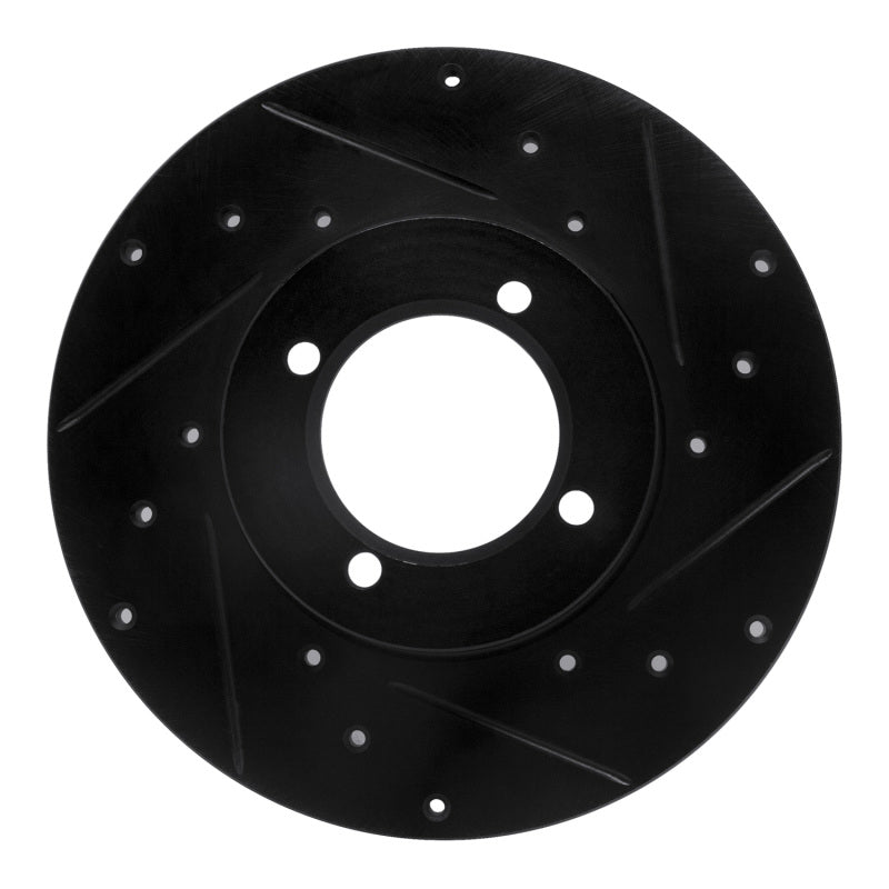 R1 Concepts R1 80-83 Nissan 200SX Front Right Drilled & Slotted Black Brake Rotor