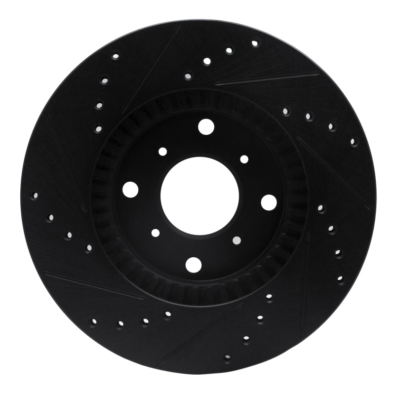 R1 Concepts R1 92-96 Honda Prelude Front Right Drilled & Slotted Black Brake Rotor