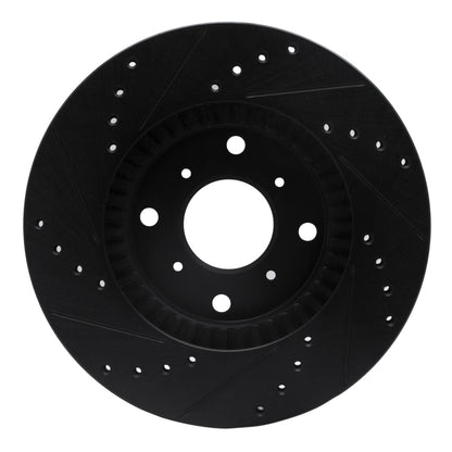 R1 Concepts R1 92-96 Honda Prelude Front Right Drilled & Slotted Black Brake Rotor