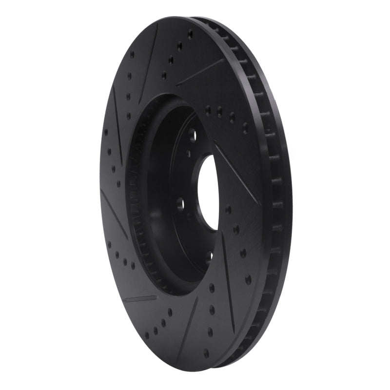 R1 Concepts R1 13-22 Honda Accord Coupe Front Right Drilled & Slotted Black Brake Rotor