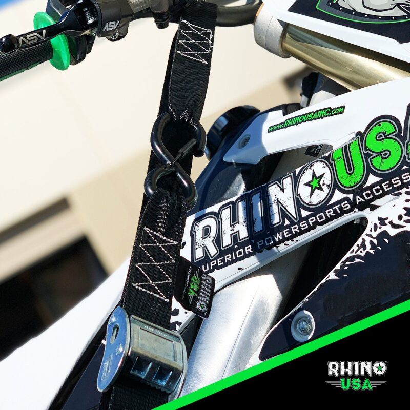 Rhino USA Cambuckle Motorcycle Tiedown Straps 2-Pack (Black) 1.5In X 8Ft