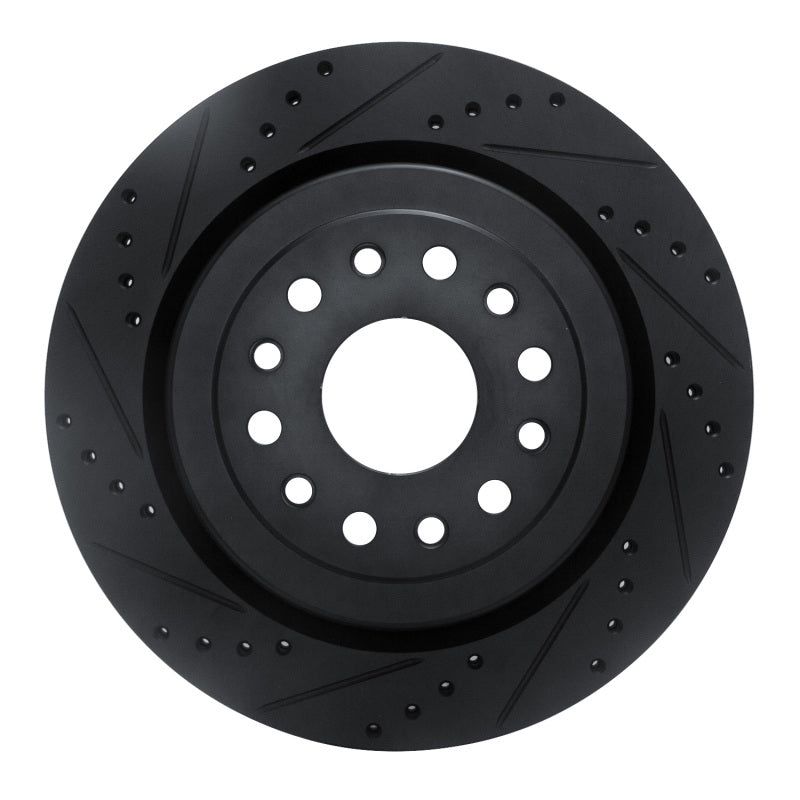 R1 Concepts R1 19-25 Ram 1500 Rear Left Drilled & Slotted Black Brake Rotor