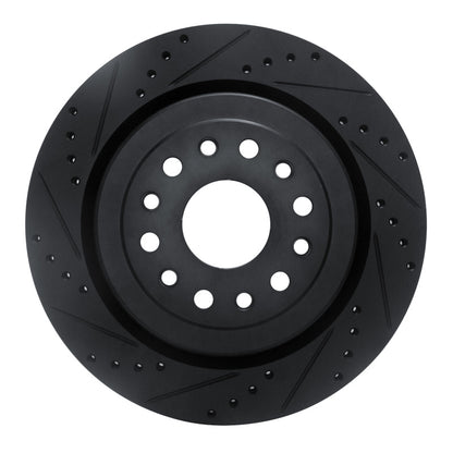 R1 Concepts R1 19-25 Ram 1500 Rear Left Drilled & Slotted Black Brake Rotor