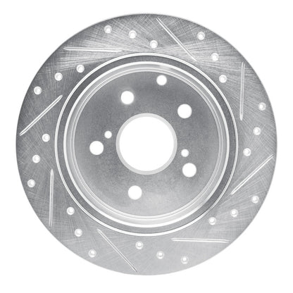 R1 Concepts R1 09-13 Pontiac Vibe Rear Left Drilled & Slotted Silver Brake Rotor