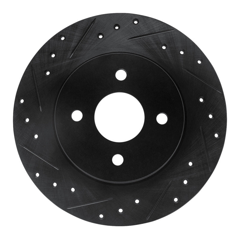 R1 Concepts R1 02-04 Ford Focus Rear Left Drilled & Slotted Black Brake Rotor