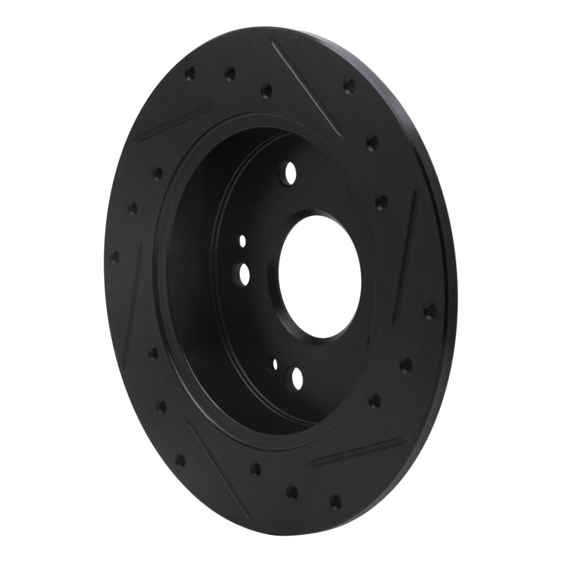 R1 Concepts R1 97-15 Acura ILX Rear Left Drilled & Slotted Black Brake Rotor