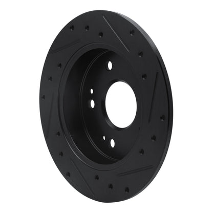 R1 Concepts R1 97-15 Acura ILX Rear Left Drilled & Slotted Black Brake Rotor